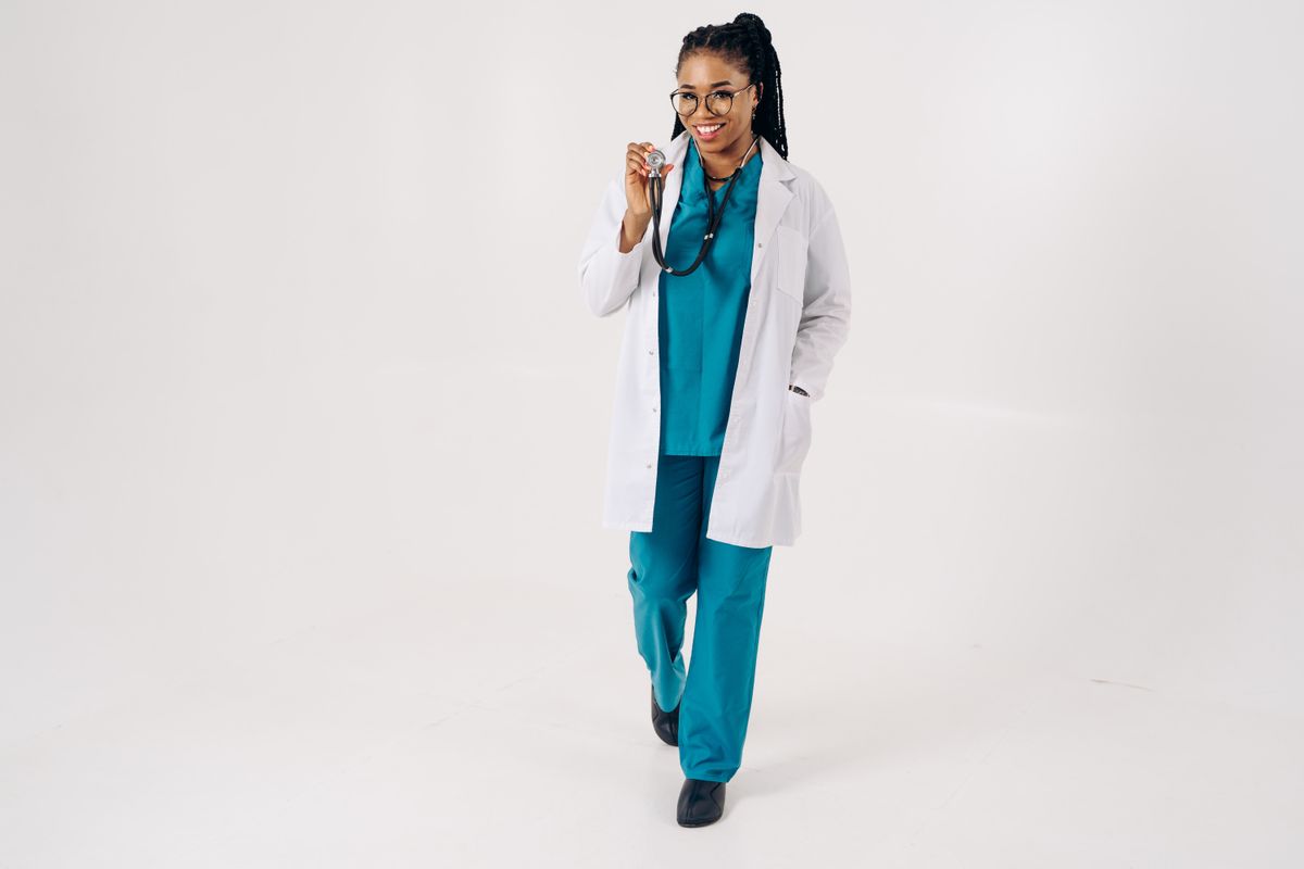 Portrait photo of a female veterinarian wearing a stethoscope